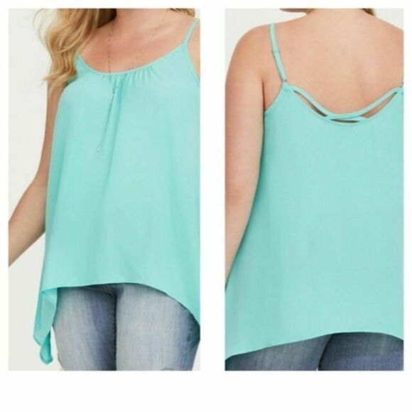 Torrid Turquoise Cross Back Tank Top - Picture 2 of 7